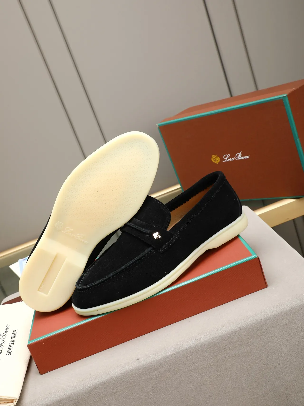 Black Beige Suede Upper Penny Strap Loafer 4