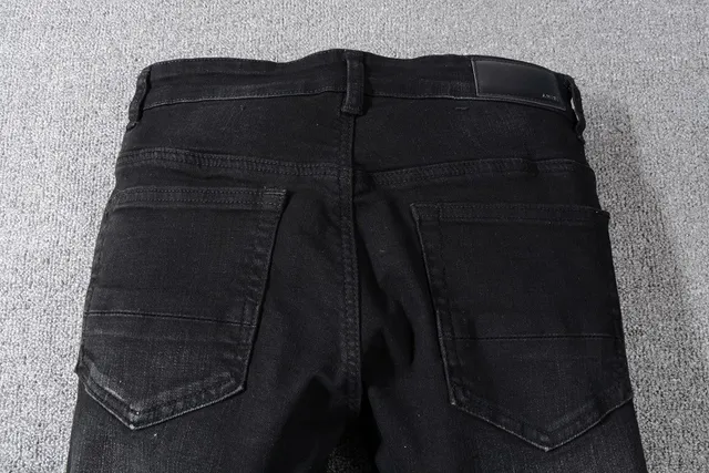 काला distressed slim-fit जींस 5