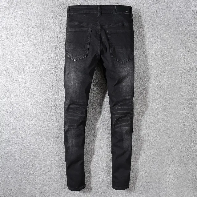 काला distressed slim-fit जींस 6