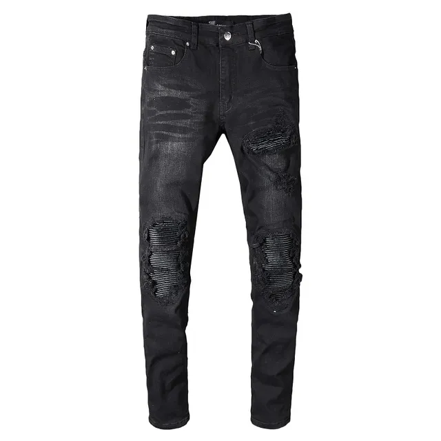 काला distressed slim-fit जींस 12