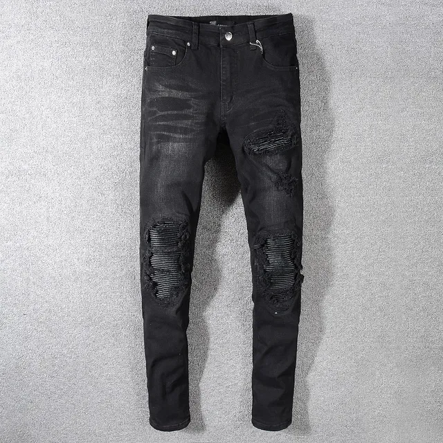काला distressed slim-fit जींस 13