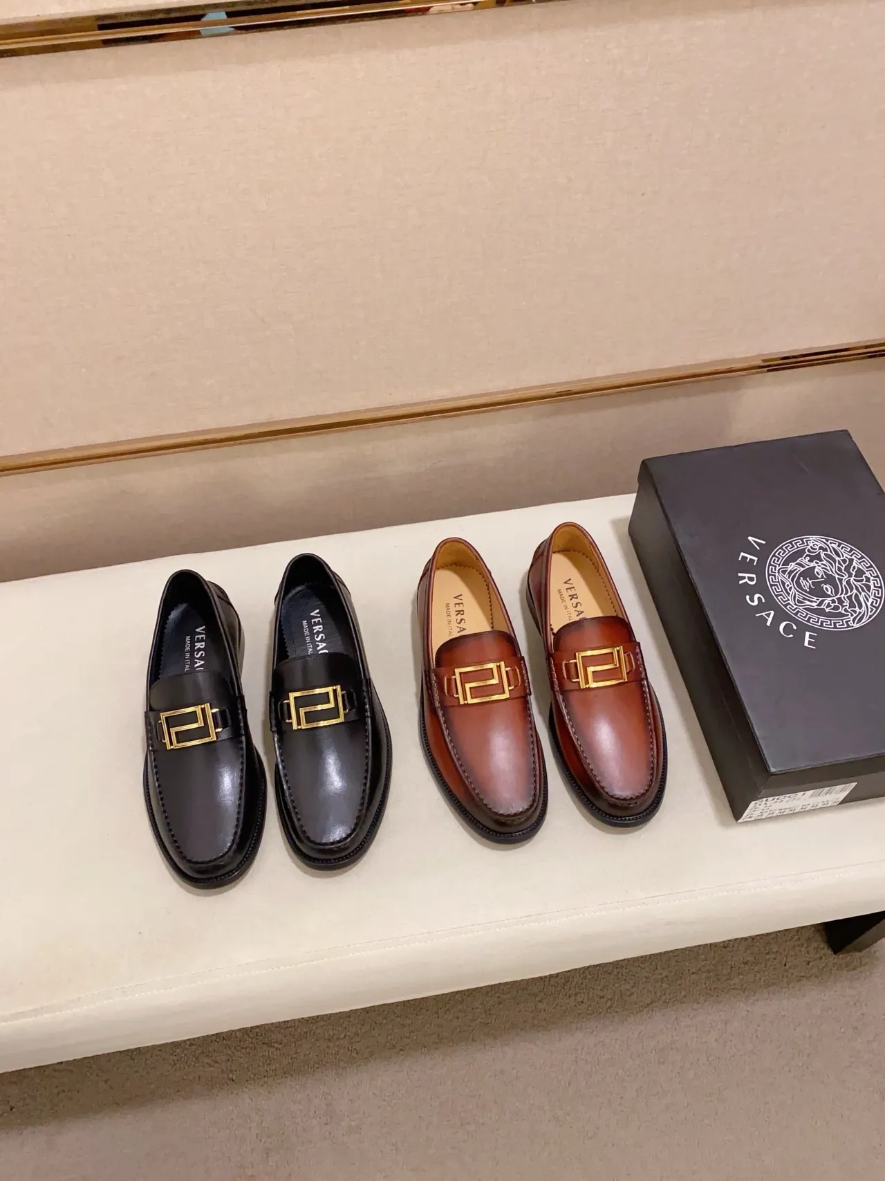 Black Gold Leather Buckle Loafer 2