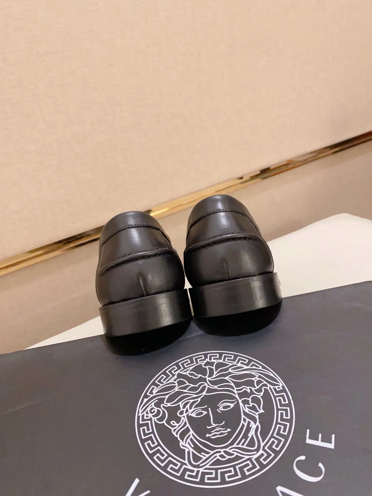 Black Gold Leather Buckle Loafer 4