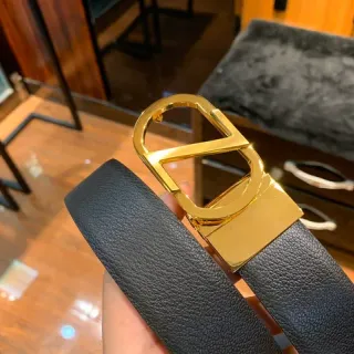 Black Gold Pebbled Polished Buckle Leather Belt
