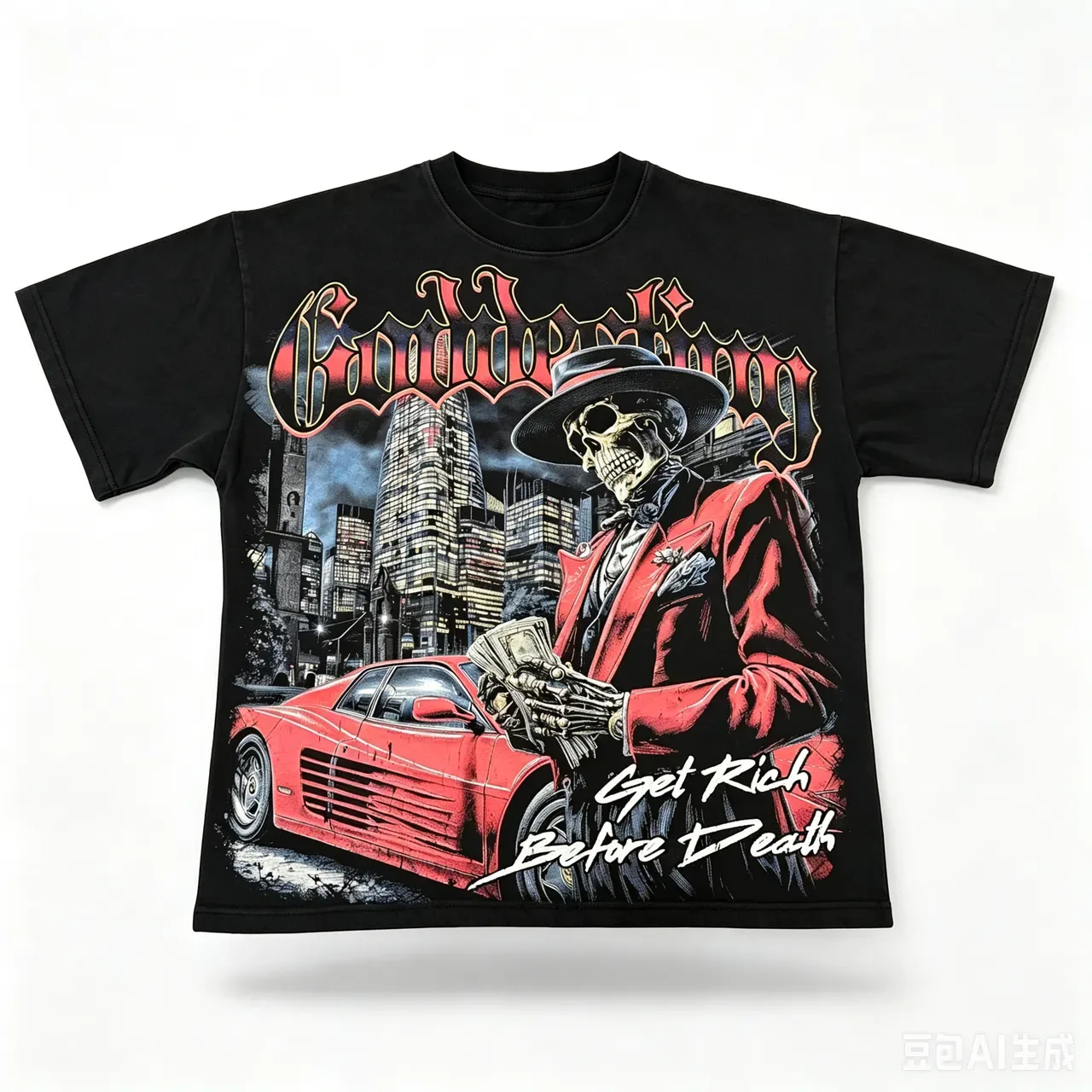 Black Graphic-Print Crew-Neck T-Shirt 2