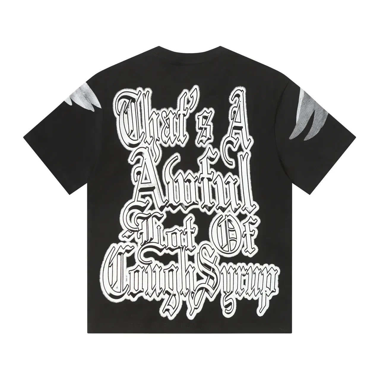 Black Graphic-Print Double-Sided Angel Motif T-Shirt 3