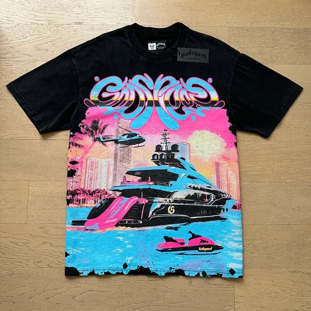 Black Graphic-Print Oversized Double-Sided T-Shirt 4