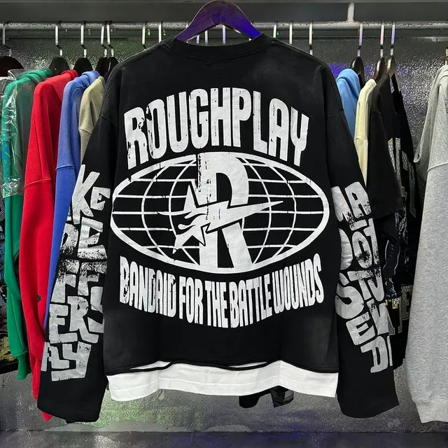 Black Graphic-Print Oversized Long-Sleeve Crewneck Top 6