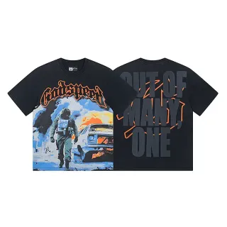 Black Graphic Print Oversized T-Shirt