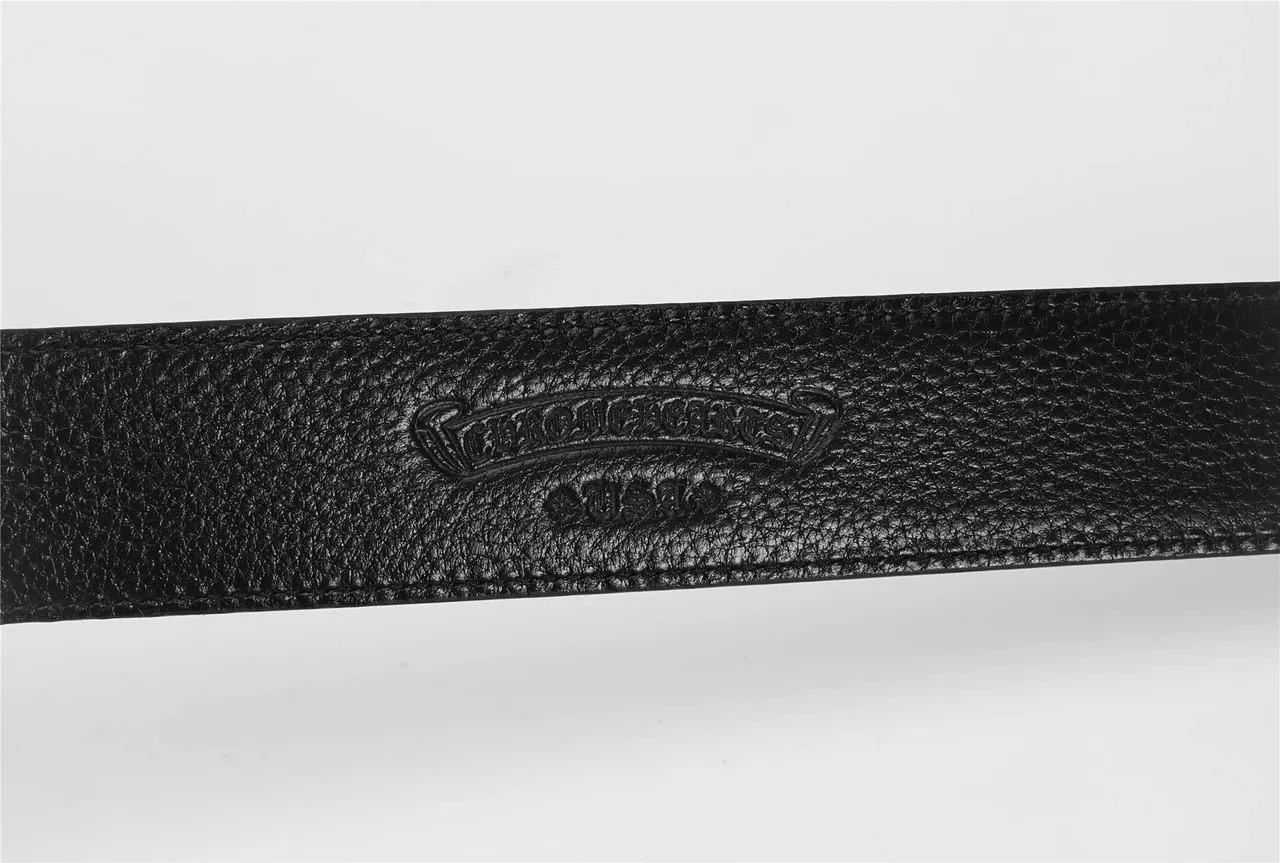 Black Navy Ornate Fleur-De-Lis Buckle Embossed Strap Leather Belt 9