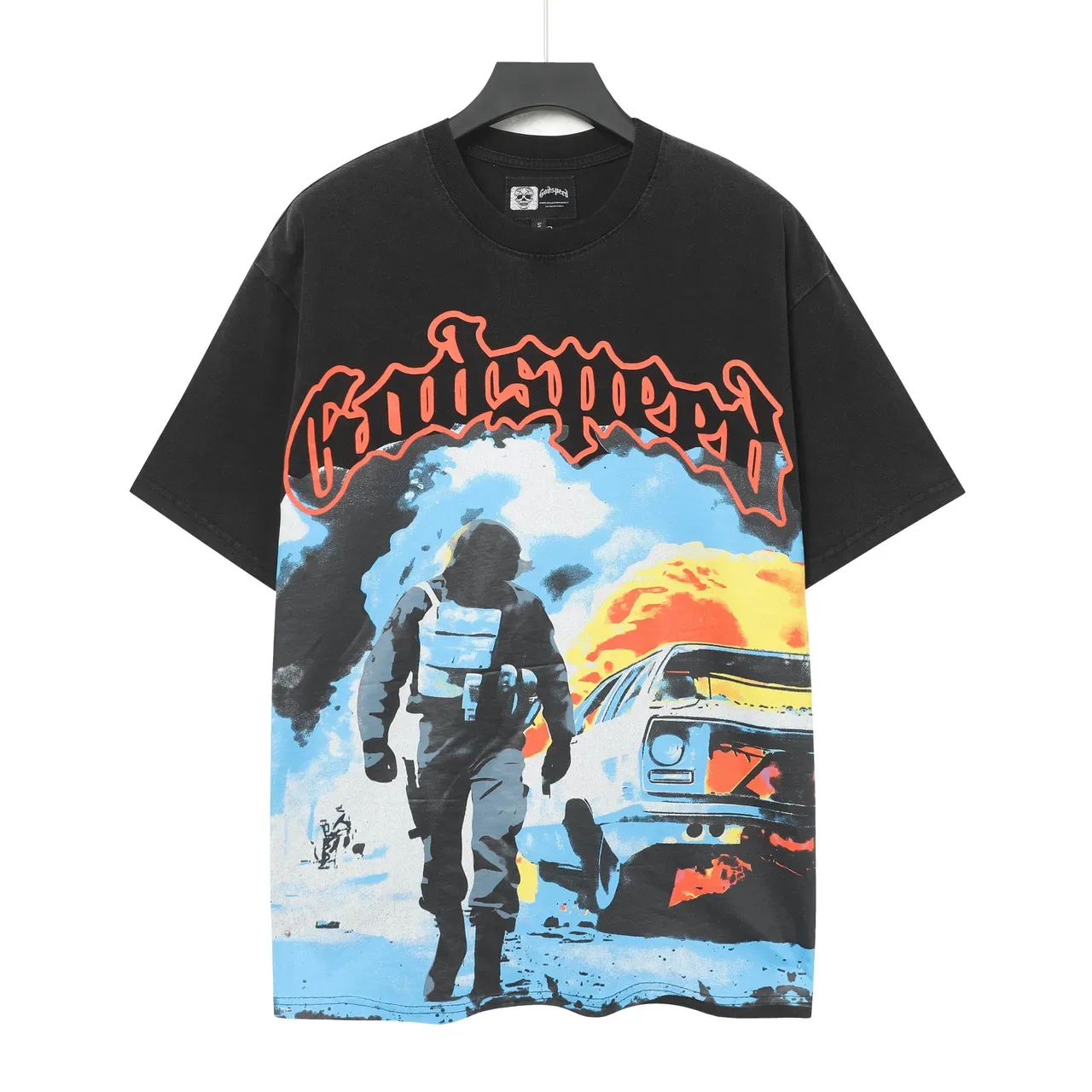 Black Oversized Graphic-Print T-Shirt 2