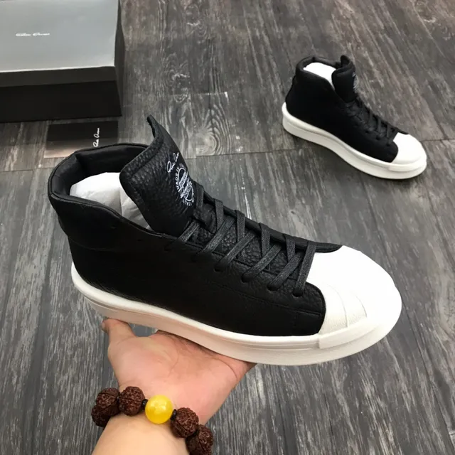 Black Pebbled High-Top White Platform Sneakers 7