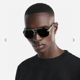 Black Silver Aviator-Inspired Metal-Frame Sunglasses