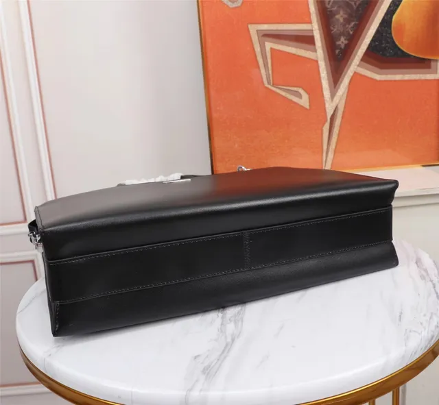 Black Structured Smooth Leather-Like Finish Handbag 6