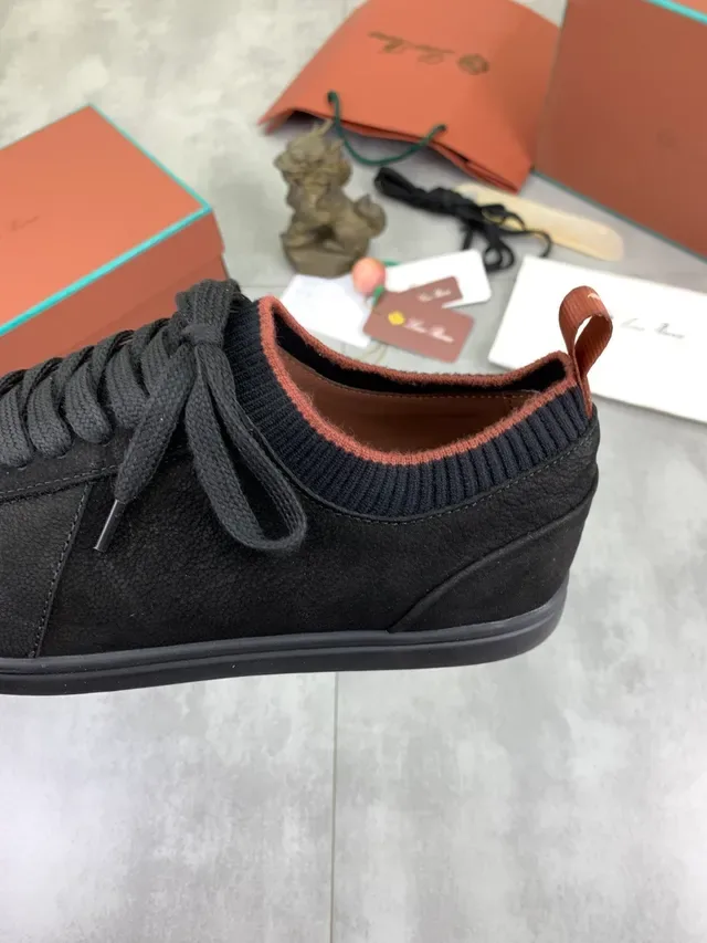 Black Suede and Knit Lace-Up Lifestyle Sneaker 4