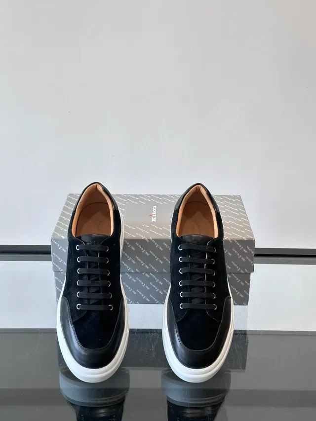 Black Suede and Leather Platform Sneakers 3