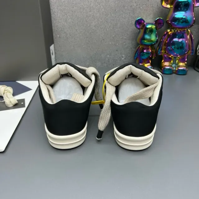 Black White Canvas Upper Oversized Flat Laces Lifestyle Sneakers 5