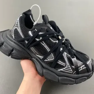 Black White Chunky Sole Mesh Upper Sneakers