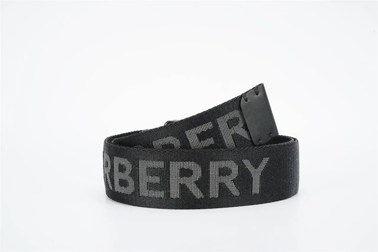Black White Woven Strap Leather Keeper Canvas Belt 3
