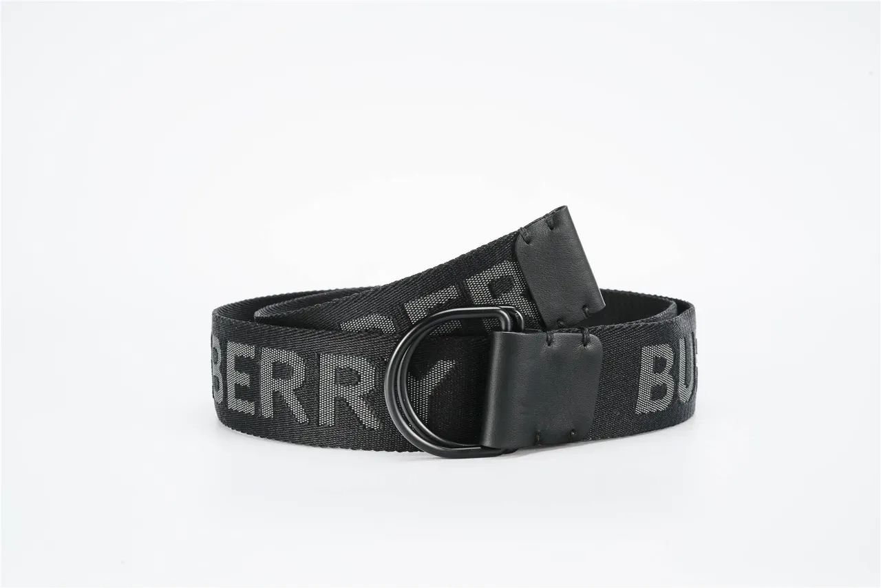 Black White Woven Strap Leather Keeper Canvas Belt 4