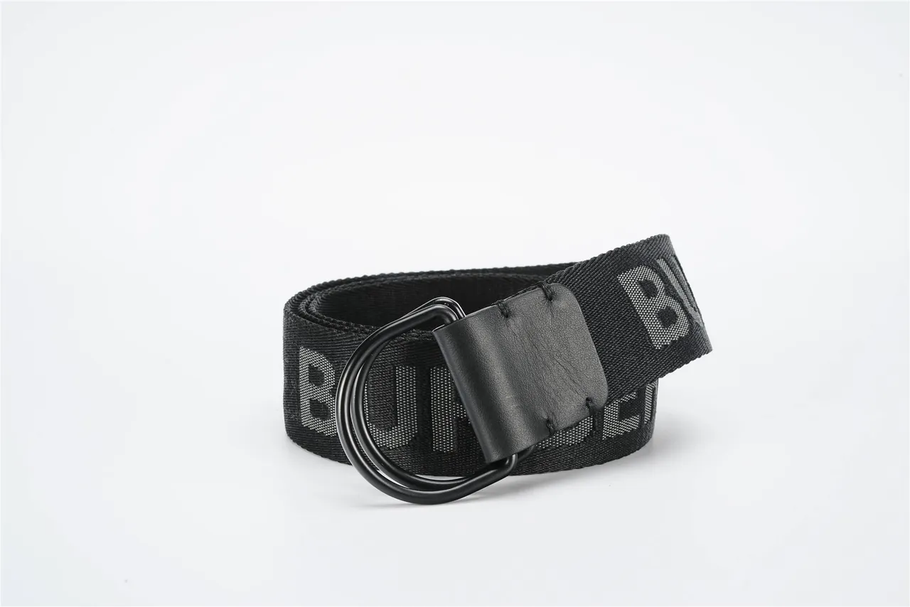 Black White Woven Strap Leather Keeper Canvas Belt 5