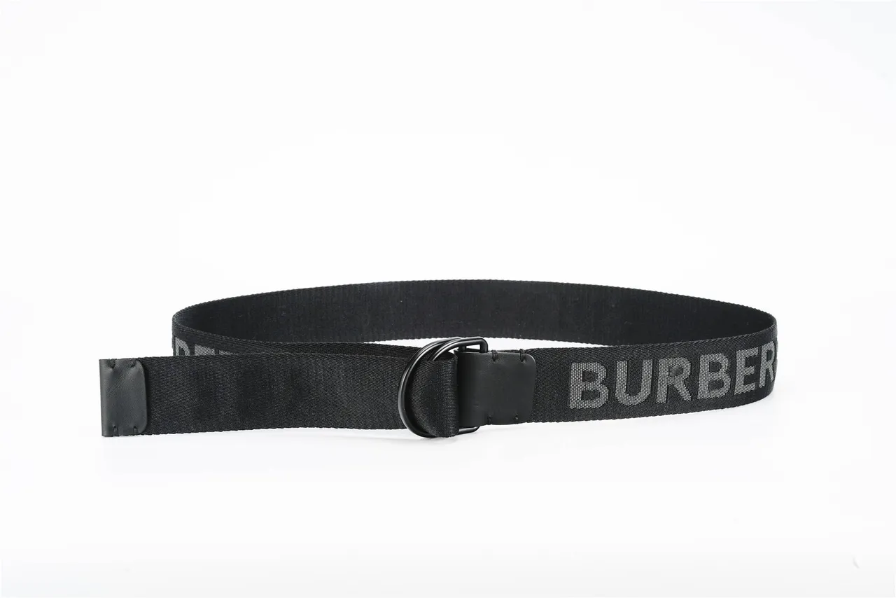 Black White Woven Strap Leather Keeper Canvas Belt 9