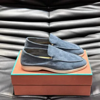 Loafer Moc-Toe Ante Azul Beige Costuras