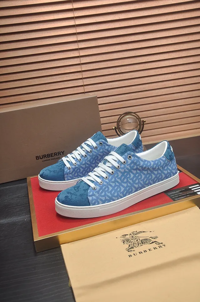 Blue Monogram-Print Two-Tone Lifestyle Sneakers 4
