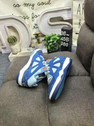 Blue Navy Layered Synthetic Overlays Perforated Triangular Panels Sneakers 6
