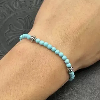 Blue Silver Beaded Stretch Bracelet 2