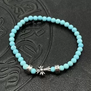 Blue Silver Beaded Stretch Bracelet 5