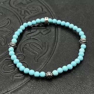Blue Silver Beaded Stretch Bracelet 6