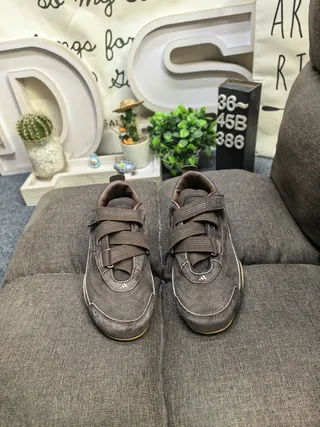 Brown Beige Laceless Dual Strap Closure Sneakers 10
