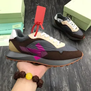 Brown Gray Beige Purple Geometric Logo Lifestyle Sneakers