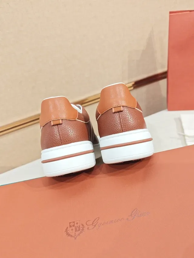 Brown Pebbled Leather Low-Top Sneaker 3
