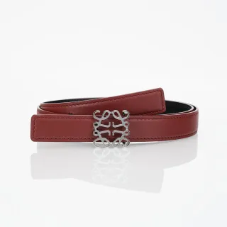 Ceinture en cuir slim avec détail de couture sur le bord couleur bordeaux noir