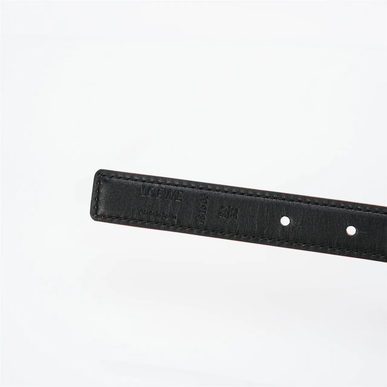 Burgundy Black Slim Stitched Edge Detail Leather Belt 9
