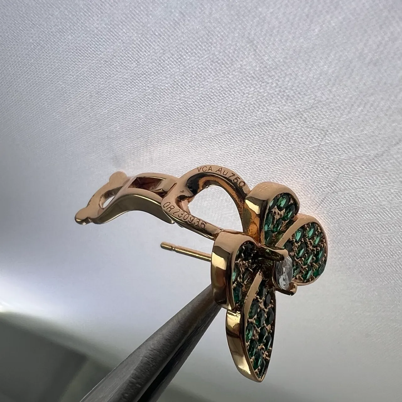Butterfly Pavé Green Stone Clip-On Earrings 3