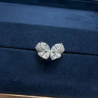 Butterfly Silhouette Pavé-Set Marquise Gemstone Ring