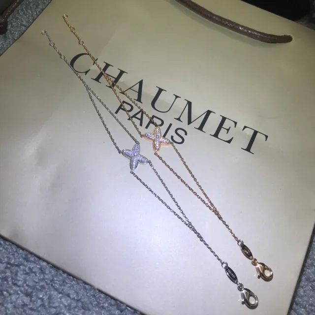 CHAUMET Étoile de Mer Silver Gold Star-Shaped Pavé Motif Fine Chain-Link Bracelet 2