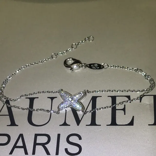CHAUMET Étoile de Mer Silver Gold Star-Shaped Pavé Motif Fine Chain-Link Bracelet 3