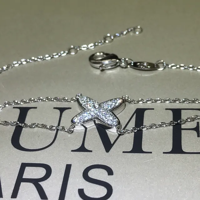 CHAUMET Étoile de Mer Silver Gold Star-Shaped Pavé Motif Fine Chain-Link Bracelet 4