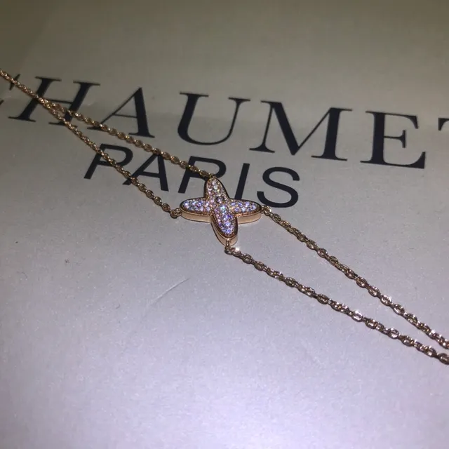 CHAUMET Étoile de Mer Silver Gold Star-Shaped Pavé Motif Fine Chain-Link Bracelet 6