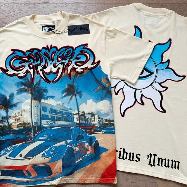 Cream Graphic-Print Double-Sided Oversized T-Shirt 4