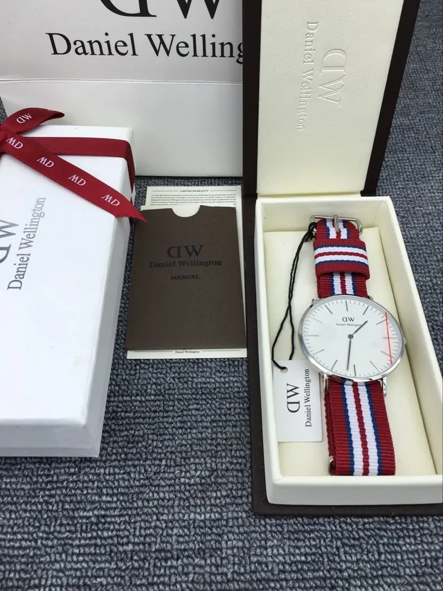 Daniel Wellington White Red Minimalist Dial NATO Strap Quartz Watch 5
