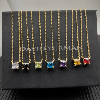 David Yurman Albion Gold Multicolor Chain Cushion-Cut Gemstone Necklace