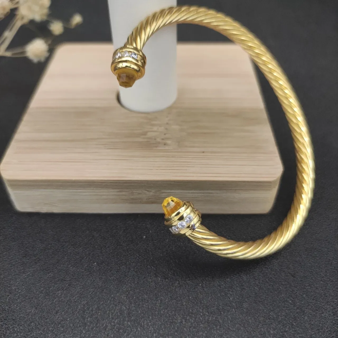 David Yurman Cable Classic Twisted Gold-Tone Citrine and Diamond Bracelet 6