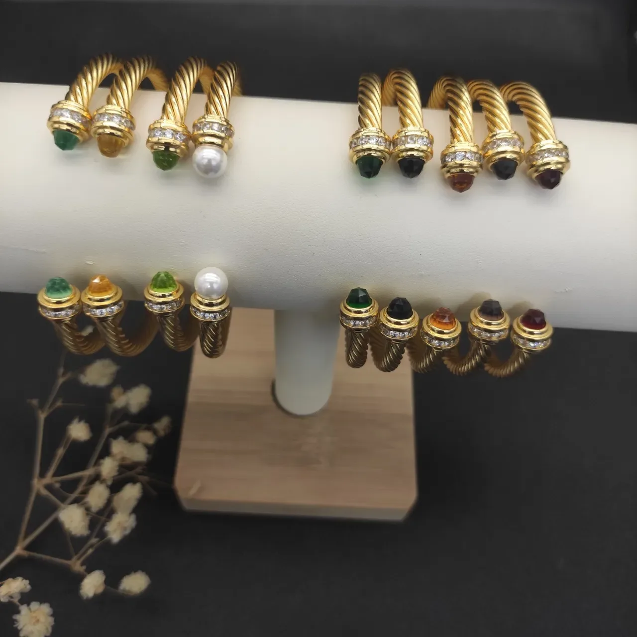 David Yurman Cable Classic Twisted Gold-Tone Gemstone-Capped Bracelet 5