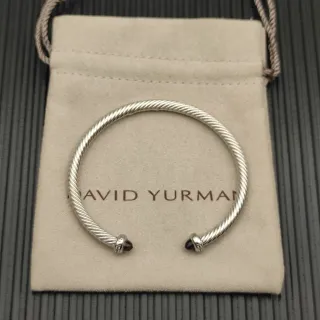 David Yurman Cable Classics فضي بنفسجي ملتوي حجر كريم نهايات سوار