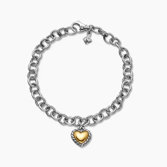 David Yurman Cable Classics Twisted Link Heart Charm Bracelet 2